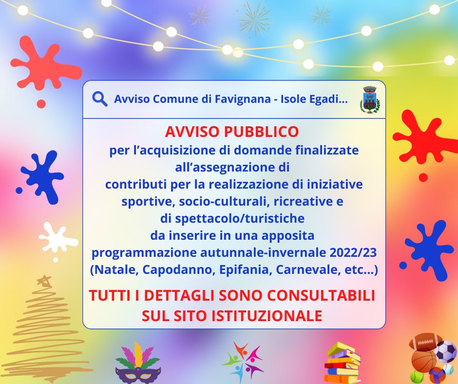 Avviso pubblico contributi per iniziative autunnali e invernali 2022-2023