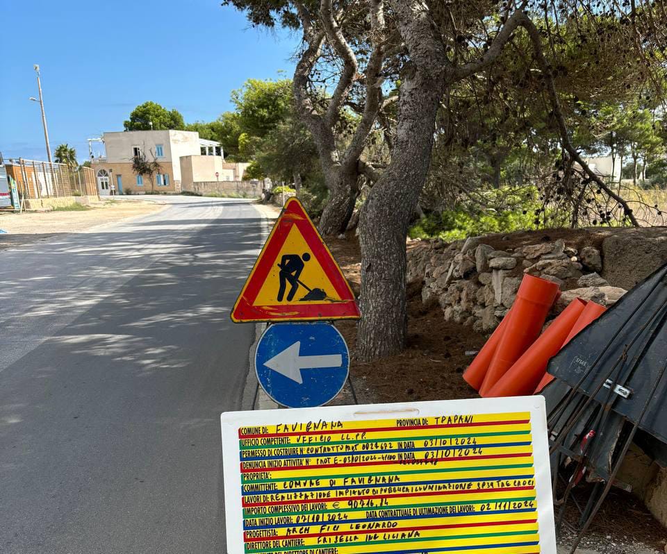 Al via i lavori per la realizzazione dell'impianto di pubblica illuminazione lungo la Strada provinciale Tre Croci - Punta Lunga di Favignana